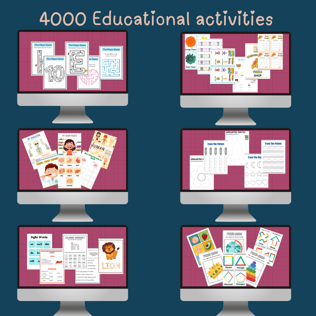 Educational bundle: 4000 worksheets for children